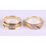 Two 14ct gold and diamond dress rings, 7.2g