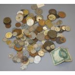 A selection of British and World coins including a cartwheel two-pence piece dated 1797