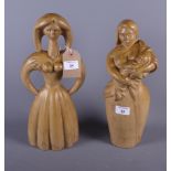 A Fulham pottery figure of a mother and child, by Eric Griffiths, and a companion figure of a woman,