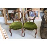 A pair of Victorian rosewood framed balloon back standard chairs with stuffed over seats,