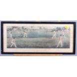 An early 19th century colour print, "The Cricket Match", in ebonised frame