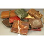 A Hardy Houghton leather cast case and other leather fly cases
