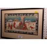 Fred Mateer: watercolour and body colour, Christmas imps, 7" x 12", in strip frame