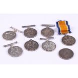 Eight WWI service medals