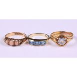 Three 9ct gold gem set dress rings, various, 6.1g
