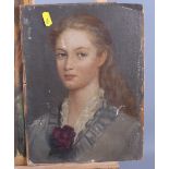 An early 20th century oil on canvas laid on board, portrait of a girl, unframed