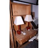 A pine writing desk, fitted two frieze drawers and two shelf bookcase over, 30" wide
