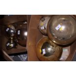 Six silvered and gilt witch balls, various diameters