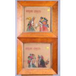 G Lewin: a pair of coloured prints, Indian chiefs, in maple frames