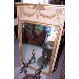 A Victorian gilt framed overmantel mirror with frieze panel decorated floral swags, 53" x 33"