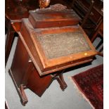 A late 19th century polished as walnut Davenport desk, fitted lower two door cupboard, 21" wide