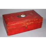An Edwardian red tooled leather dispatch box belonging to The Rt Honorable Henry Fowler (key