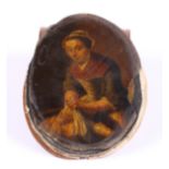 An 18th century oil on glass portrait of a washerwoman and a portrait of Sir Francis Burdett, 5" x