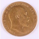 A gold sovereign dated 1908