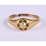 A gold and diamond gypsy ring, size R, 4.3g