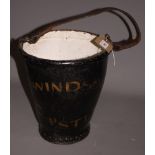 A leather fire bucket, inscribed "Windsor Castle", 11" high