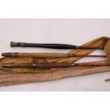Three sectional cane fishing rods, in bags
