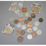 A selection of British pre-decimal and later coinage, various