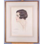 Leo Klin: a set of six pastel portrait studies, 1920s beauties including Lady Eleanor Smith, Lady