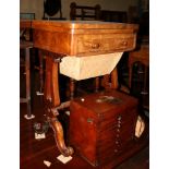 A Victorian walnut fold-over top games table, the top inlaid chess board, fitted frieze drawer on