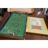 A Wembley miniature wooden football game, a "Ship Ahoy" boxed game, etc