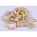 Three ivory bead necklaces
