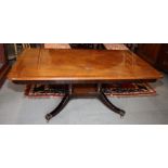 A Brights of Nettlebed mahogany coffee table, on four turned columns and splayed supports, 51" x