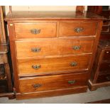 A 19th century mahogany chest of two short and three long drawers, on plinth base