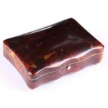 A tortoiseshell and ivory serpentine fronted trinket box