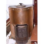 A Pether solid fuel stove, in brass case, 21" wide