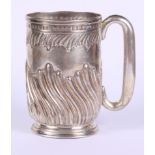 A Victorian silver christening mug with spiral fluted decoration, 3oz troy approx