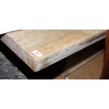 A plain marble coffee table, on square base, 49" long