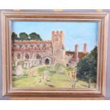 MRC: oil on board, Ewelme Church, 11" x 8 1/2", in painted strip frame