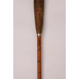 A Farlow's Fife 15 foot split cane three-section fishing rod with spare tip and bag