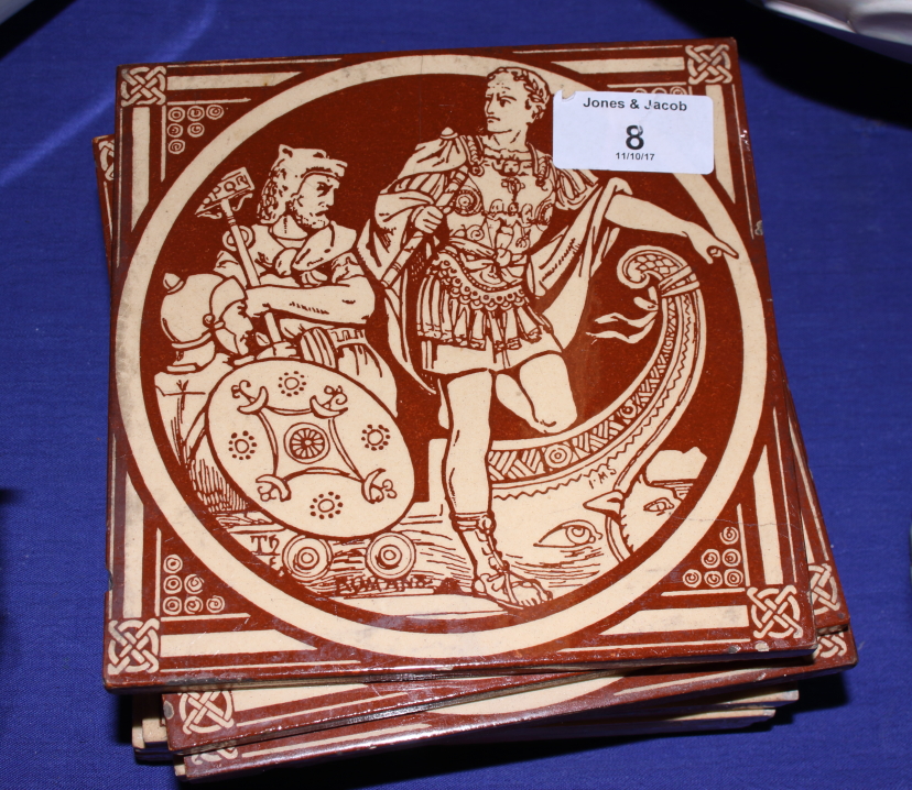 A set of seven Minton scenes from Shakespeare tiles