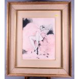 †Louis Icart: a signed mixed media study of a reclining dancer, with blind stamp and dated 1933, 18"