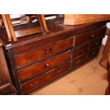 A 19th century mahogany double chest, fitted six drawers, 64" wide