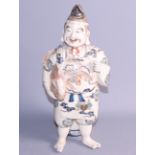 A Satsuma figure of a fisherman, 15" high (damages)