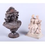 A French cast terracotta model of Rembrandt, 13" high, and an Albert Werner Vienna cast terracotta