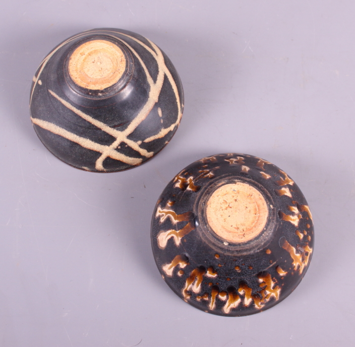 Two Oriental brown glazed pottery finger bowls - Image 3 of 3