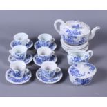A dolls 1920s Japanese blue and white part tea service for six