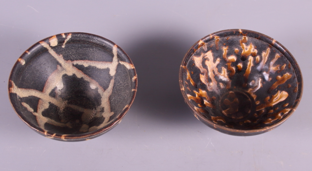 Two Oriental brown glazed pottery finger bowls - Image 2 of 3