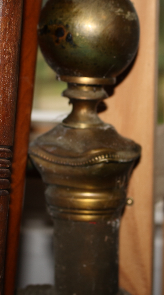 A Victorian black painted metal and brass double bedstead - Image 3 of 3