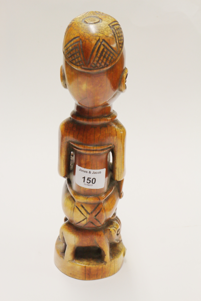 A West African carved ivory figure of a seated woman and child, 11 1/2" high - Image 3 of 6