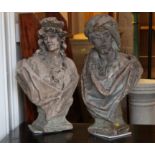 Two 19th century terracotta busts of Moors, 20" high