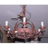 A painted metal six-light pendant centre light