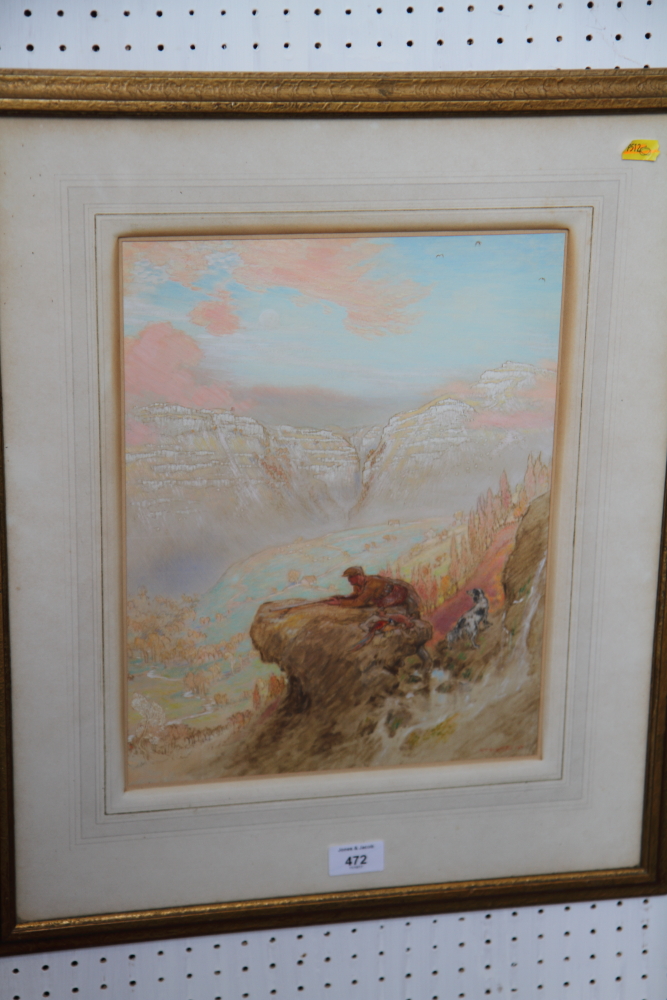 William Skelton, '27: watercolours and bodycolour, Highland sportsman eventide, 14" x 11", in gilt