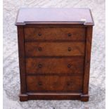 A Victorian figured walnut miniature breakfront Wellington chest, fitted four drawers, 15" wide