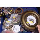 Four 19th century pot lids and other assorted decorative items (damages)