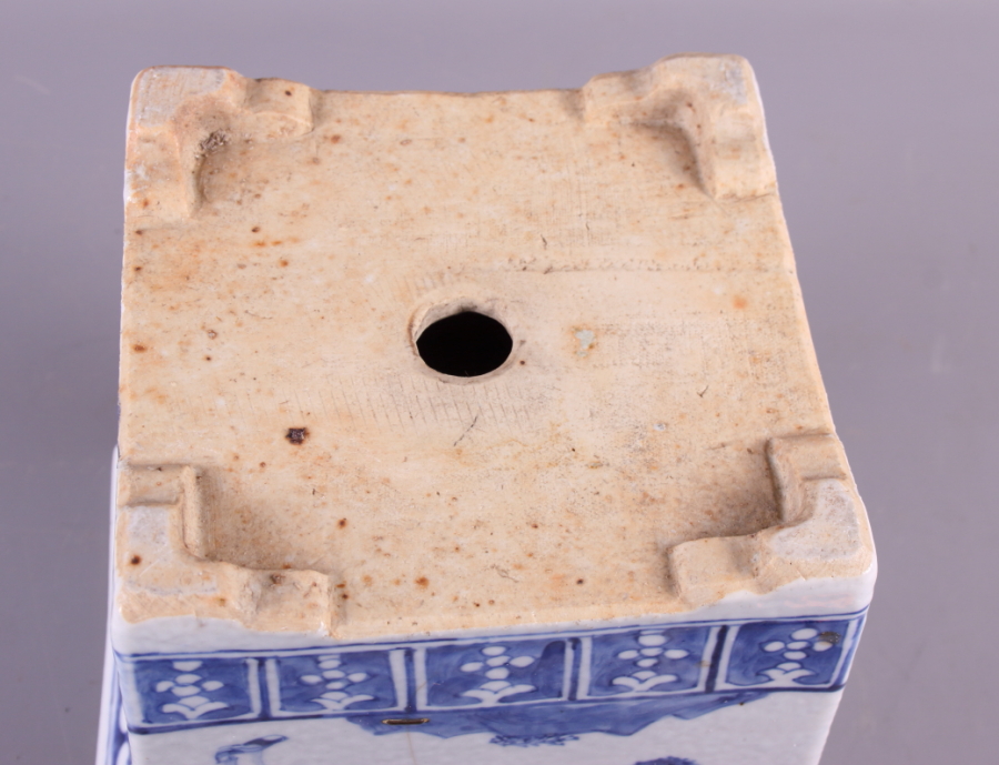 A Chinese blue and white square-section jardiniere decorated figures, 8" high, and a similar - Image 3 of 5